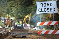Work continues on the Cherrytree Road bridge over Two Mile Run creek. 
See today's paper or online edition for an additional picture by Jerry Sowden.